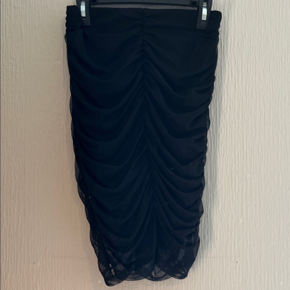 Elegant Black Ruched Skirt